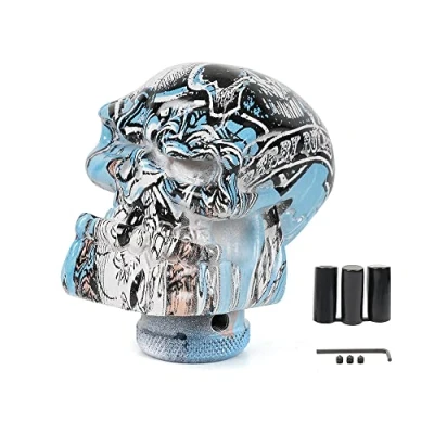 Image of muge racing Gear Shift Knob Skull Head Car Shifting Stick for Most Manual Auto Transmissions,Blue