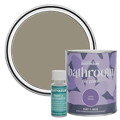 Image of Rust Oleum Brown Water Resistant Bathroom Tile Paint in Satin Finish Cocoa 750ml