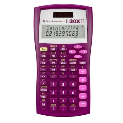 Image of Texas Instruments TI 30X IIS Scientific Calculator (Solar Calculator, 10 Digit, 2 Lines, Pink, Pink)