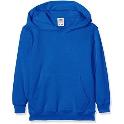 Image of Fruit of the Loom Boy&#039;s Pull over Classic Long Sleeve Hooded Sweat, Royal, 14 15 Years (Manufacturer Size: 164)