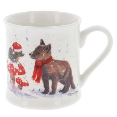 Image of Joe Davies Fine China Boxed Christmas Mug Bree Merryn Bristle and Brush Design Cute Animal Themed Gift for Him/Her