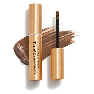 Image of Grande Cosmetics GrandeBROW FILL Volumizing Brow Gel, Tinted or Clear Eyebrow Mascara, Soft Flexible Hold, Water Resistant (medium)