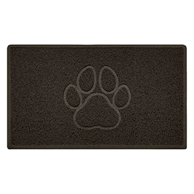 Image of Nicoman PAW Shape Cat Litter Box Mat, Dog Food Feeding Tray Matt, Non Slip, Easy Clean, Washable(75x44cm,Medium),BROWN