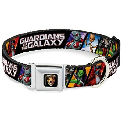 Image of Buckle Down DC WMC127 L Seatbelt Dog Collar, Large, Guardians of the Galaxy: Drax Gamora Groot Rocket Raccoon Star Lord