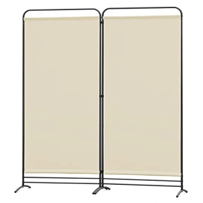 Image of Angel Living Paravent 2 Panels Foldable Room Divider Freestanding Screening Wall Partition for Offices, Balcony, Bedroom, Outdoor Garden 162x180cm Beige