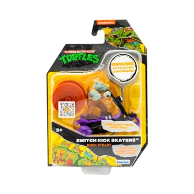 Image of Teenage Mutant Ninja Turtles, Rock Steady Mayhem Gyro Self Stabilising Rip Cord Powered Skateboard Toy, TMNT Swich Kick Skaters, Classic Edition, Ages 3+ Gifts &amp; Toys