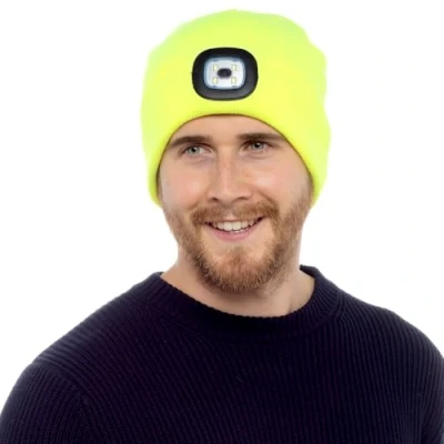 Image of Undercover Mens Beanie LED Light Hat GL622 Hi Vis Yellow