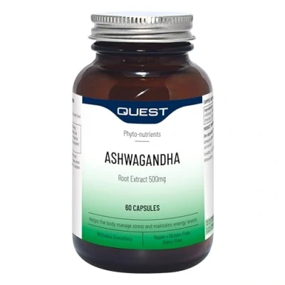 Image of Quest Ashwagandha Root Extract Capsules 500mg High Strength Natural Herb Supplement Energy Boost for Anxiety, Stress Relief, Sleep, Focus &amp; Memory. Vegan Gluten Free (60 Capsules)