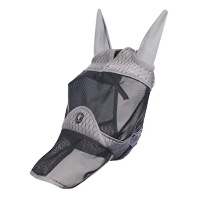 Image of LeMieux Horse Gladiator Full Mask in Grey 4 Way Stretch Lycra Breathable Mesh Medium