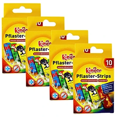 Image of com four® 40x Water repellent plasters for children Colourful Plaster strips set with animal motifs Clinically tested (Animals)
