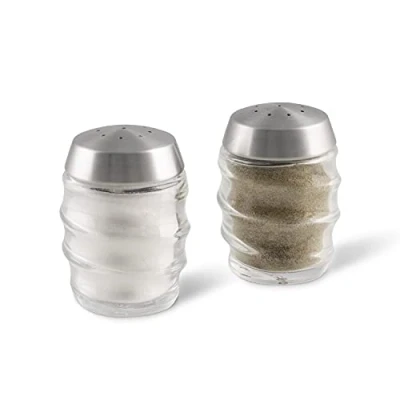 Image of Bray Salt &amp; Pepper Glass Shaker 70mm Set / Brushed Metal