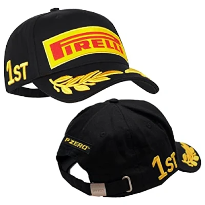Image of Pirelli Unisex Adult Podium 1st Place Champion Cap Black Adjustable Strapback Hat, Black, One Size
