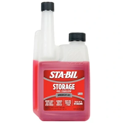 Image of STA BIL Storage Fuel Stabilizer Keeps Fresh For Up To Two Years, Effective In All Gasoline Including Ethanol Blended Fuels, Quick, Easy Starts, Treats 40 Gallons, 16oz (22207),Red