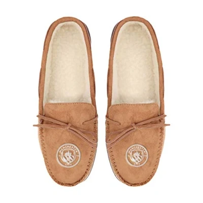 Image of FOCO Premier League Football Manchester City Fan House Shoes Moccasin Slippers Mens Size 10 11