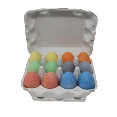 Image of Bright Ideas PK12 7cm Egg Shaped Chalks, Coloured Playground Chalk for Children, Washable Sidewalk, Pavement, Blackboard 6 Assorted Colours. BI7981(12).