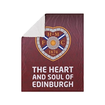 Image of FOCO Scottish Premiership SPFL Football Heart of Midlothian Fan Sherpa Plush Throw Blanket