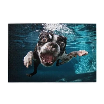Image of Puzzles,Jigsaw Puzzles Adults Challenging puzzle 1000 pcs Picture wooden, Boston Terrier Underwater Dog