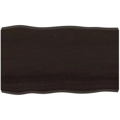 Image of vidaXL Table Top Dark Brown 100x60x(2 6) cm Treated Solid Wood Live Edge