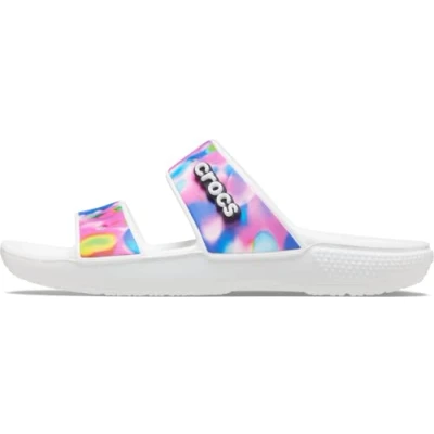 Image of Crocs Unisex Classic Solarized Sandal Clog, White/Pink, 9 UK