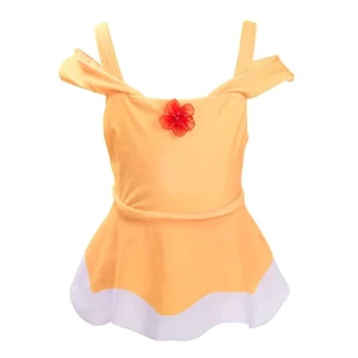 Image of Lito Angels Kids Girls Princess Belle Swimming Costume with Skirt One Piece Swimsuit Swimwear Swim Dress Bathing Suit Age 4 Years, Yellow
