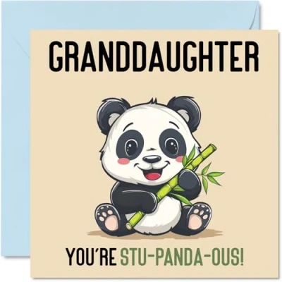 Image of Birthday Cards for Granddaughter Stu Panda ous Funny Happy Card from Grandparents, Gifts, 145mm x Joke Bday Greeting Women Her