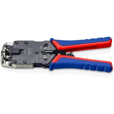 Image of Knipex Crimping Pliers for Western plugs burnished, with multi component grips 200 mm 97 51 12