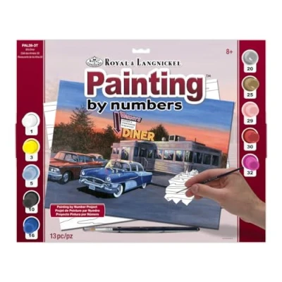 Image of Royal &amp; Langnickel 11 x 15 inch 50&#039;s Diner Pre Printed Paint by Number Painting Set