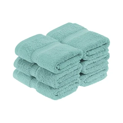 Image of Superior Egyptian Cotton Pile Face Towel/Washcloth Set of 6, Ultra Soft Luxury Towels, Thick Plush Essentials, Absorbent Heavyweight, Guest Bath, Hotel, Spa, Home Bathroom, Shower Basics, Turquoise