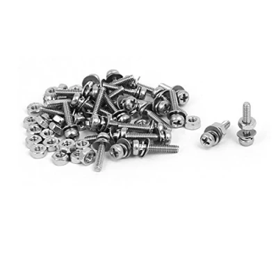 Image of Sourcingmap M1.6 x 8mm 304 Stainless Steel Phillips Pan Head Screws Nuts w Washers 30 Sets