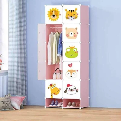 Image of DIY Portable Wardrobe Closet, Modular Storage Organizer, Space Saving Armoire, Deeper Cube With Hanging Rod 10 cubes