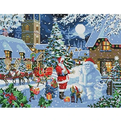 Image of Awesocrafts Cross Stitch Stamped Kits Santa Claus Easy Patterns Stitching Embroidery Needlework Kit Supplies