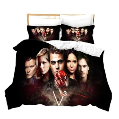 Image of Horror TV Duvet Cover Set, 2 Piece, Vampire Bed Linen 135 x 200 cm, Soft with Pillowcase for Children and Adults (A1, cm + 80 cm)