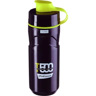 Image of Polisport 8645500001 Insulated Bottle Model T500 for Cycling with 500 ml Capacity BPA Free Water in Black/Lima Green