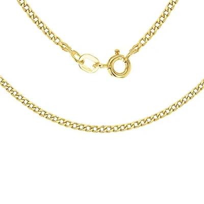 Image of Carissima Gold Women&#039;s 9 ct Yellow Hollow 2.2 mm Curb Chain Necklace of Length 46 cm/18 Inch