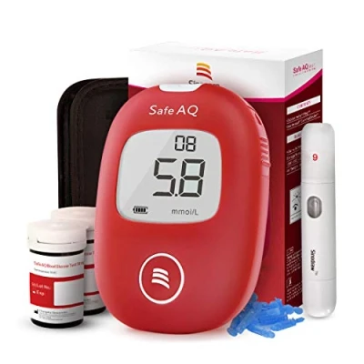 Image of Blood Sugar Tester, Glucose Monitor, Diabetes Testing Kit with Test Strips x 50 and Lancetsx 50, Sinocare Safe AQ Smart Meter for UK Diabetics in mmol/L