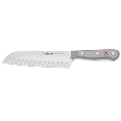 Image of WÜSTHOF Gourmet 7&quot; Hollow Edge Santoku Knife, grey