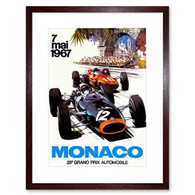 Image of Wee Blue Coo Vintage Monaco 25 Grand Prix 1967 Race Picture Framed Wall Art Print