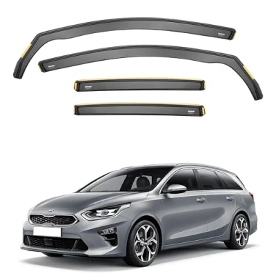 Image of ISPEED Wind Deflectors For KIA CEED MK3 Estate 5 Door Touring 2019 onwards 4pc Keep Your Car Ventilated In Rain Reduce Turbulence Tinted Channel Type
