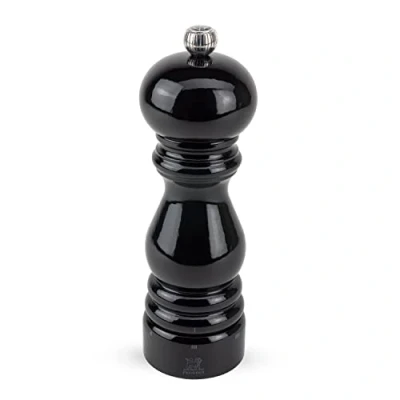 Image of Paris u&#039;Select 18 cm Salt Mill 6 Predefined Grind Settings Made with PEFC Certified Wood in France Black Laquered Colour