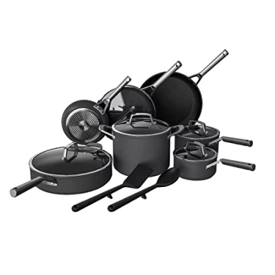 Image of Ninja Foodi NeverStick Premium 14 Piece Cookware Set, Hard Anodized, Nonstick, Durable &amp; Oven Safe to 500F, Slate Grey (14 Piece)