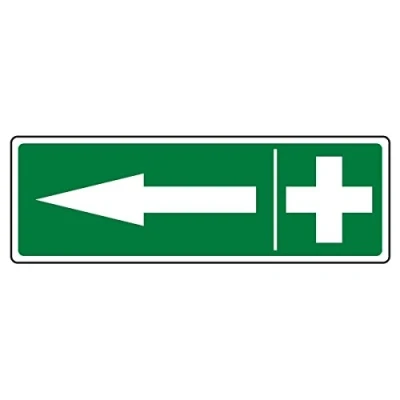 Image of 300mmx100mm First Aid Arrow Left Sign Sticker Self Adhesive