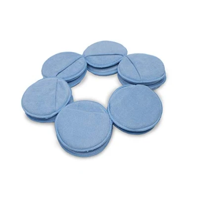 Image of LTWHOME Blue Microfiber Wax Polish Applicator Cleaning Detailing Foam Sponge Pad with Finger Pocket for Cars (Pack of 12)