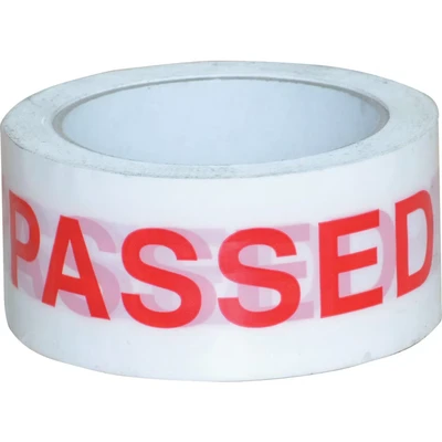 Image of Avon Printed &#039;passed&#039; Tape 50mm x 66m