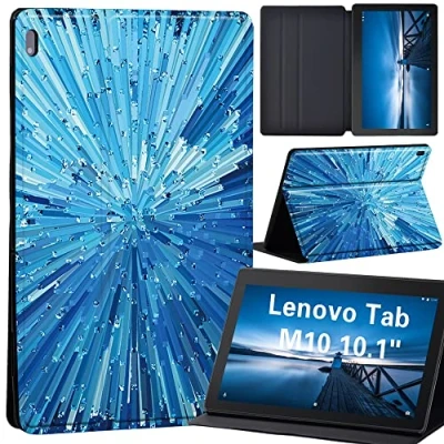 Image of Design Case for Lenovo Tab M10 TB X605F/ X605L/ X505F/ X505L Leather Tri Fold Stand Cover 10.1 Inch Tablet, (3D art blue ice bar)