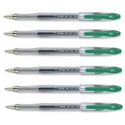 Image of 12 x 5 Star Green Roller Gel Pen Clear Barrel 1.0mm Tip 0.5mm Line