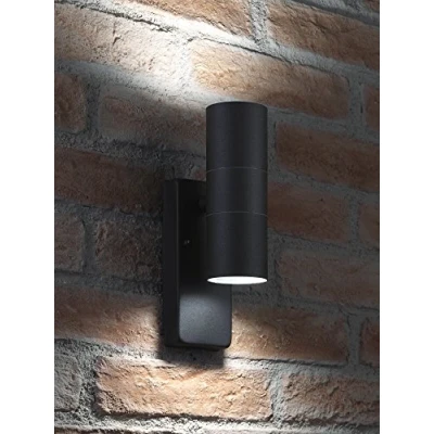Image of Auraglow Dusk Till Dawn Sensor Black Up &amp; Down Outdoor Wall Security Light Cool White