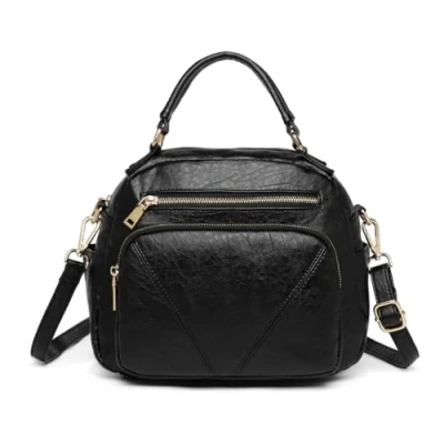 Image of Miss Lulu Elegant Women&#039;s Fashion Handbag, Leather Shoulder Bag with Multiple Compartments, Ideal Crossbody for Travel and Everyday Use, Medium Size (Black)