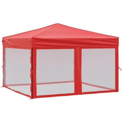 Image of vidaXL Folding Party Tent with Sidewalls Red 3x3 m