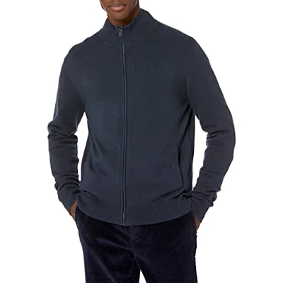Image of Amazon Essentials Men&#039;s Full Zip Cotton Jumper, Navy, XL
