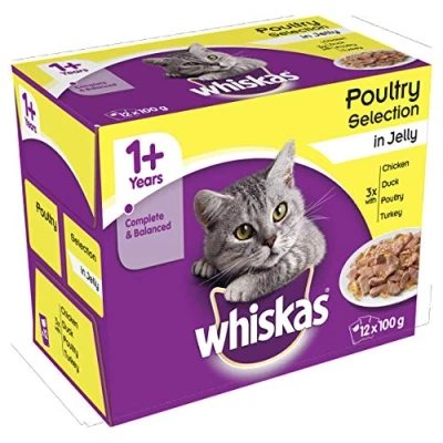 Image of Whiskas Poultry Selection in Jelly 12 x 100 g (Pack of 4, Total 48 Pouches)